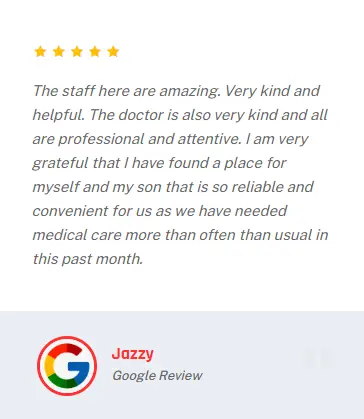 Google review from Jazzy for Anaheim Medical Group